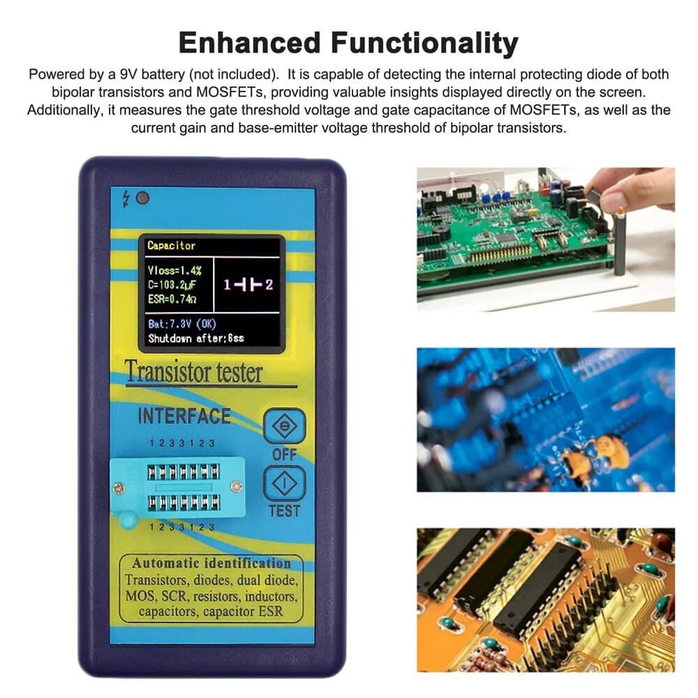 Digital Transistor Tester Diode Resistor Inductor Capacitor ESR MOS SCR Meter US 5