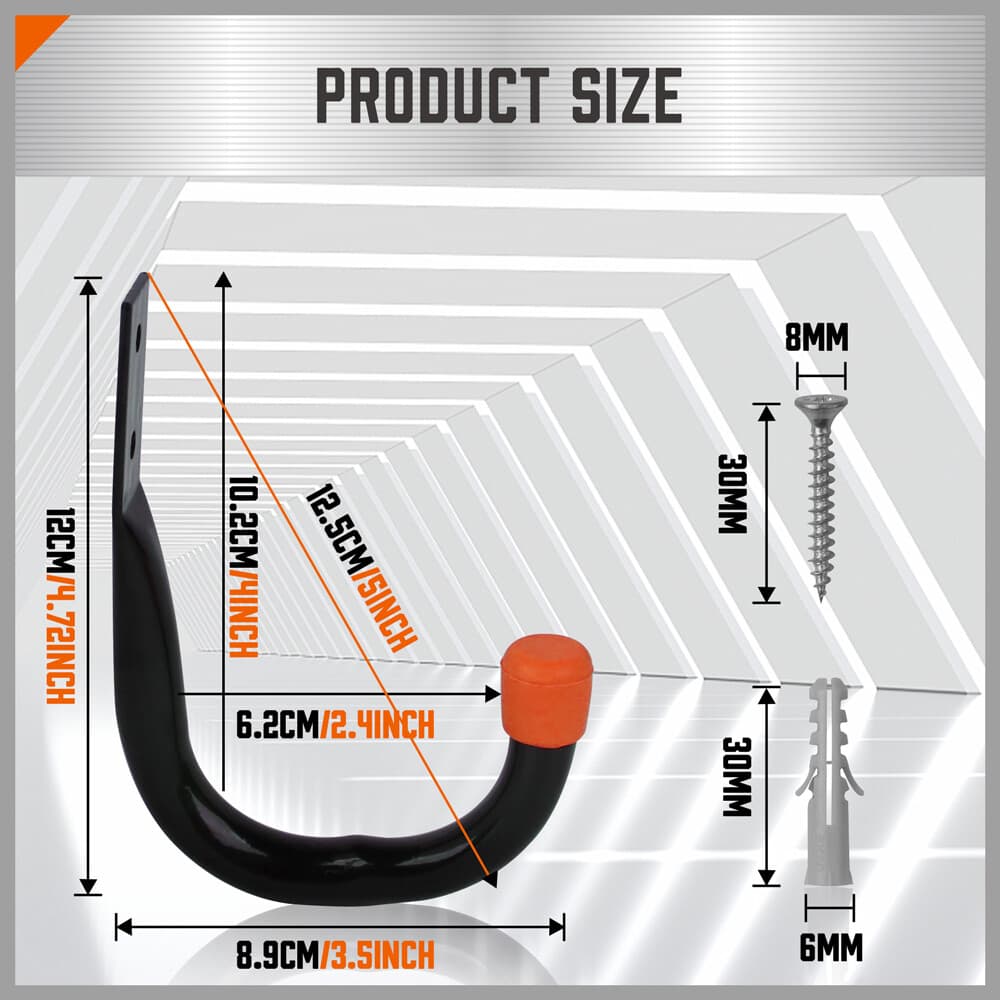 Heavy Duty Storage Hooks Wall Mounted Ladder Garage Bikes Tools Garden Shed 3