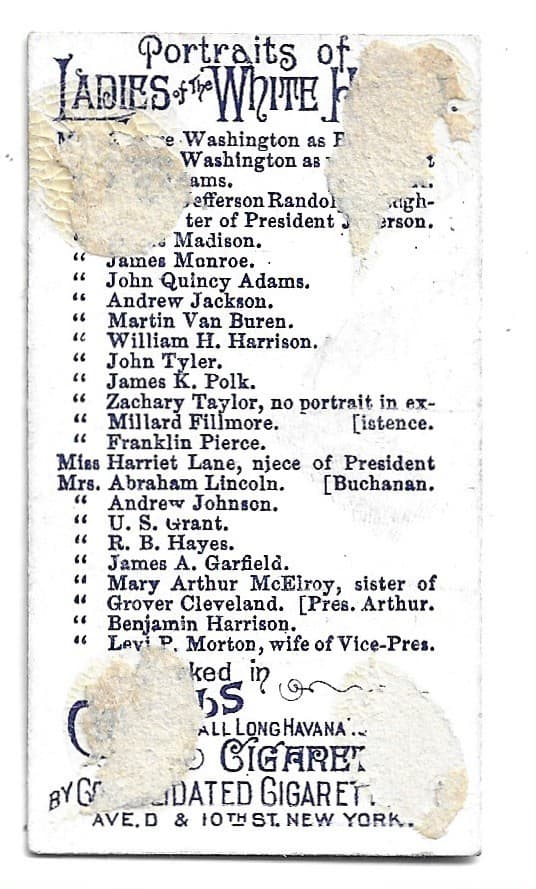 Mrs. Ulysses S Grant Card Consolidated Cigarette Co 2