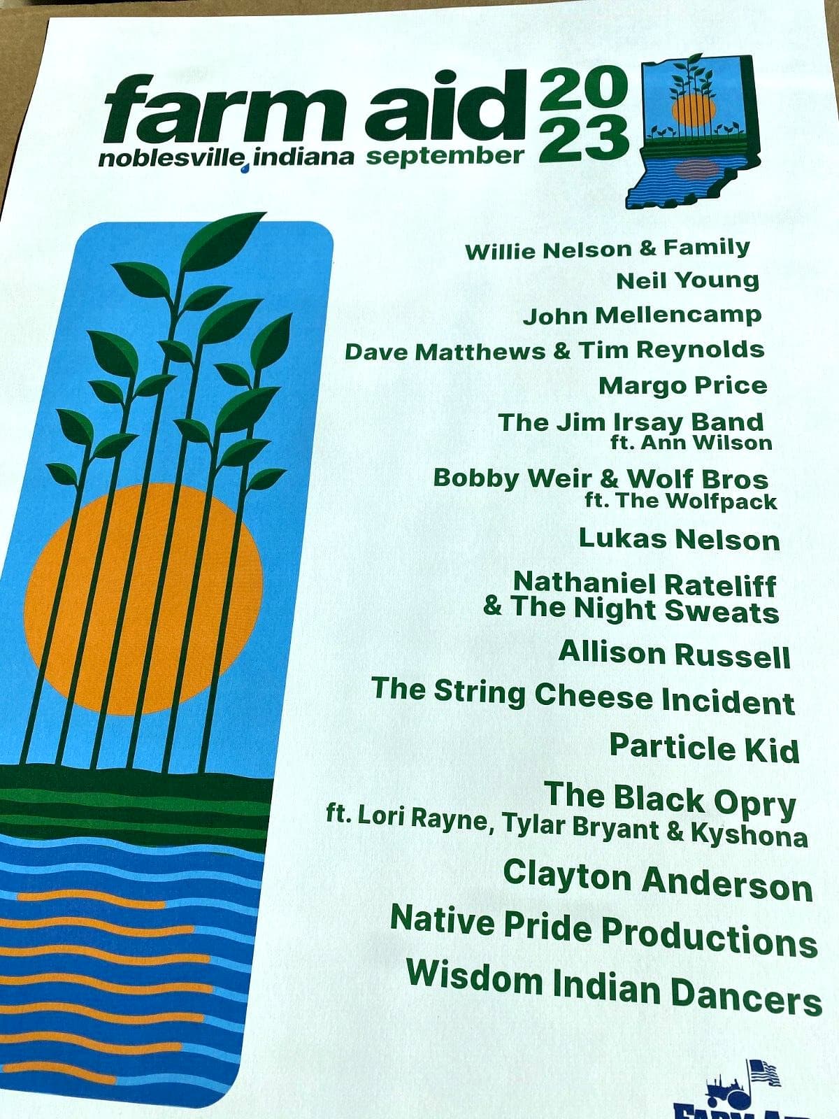 FARM AID HARTFORD 2023 POSTER neil young dave matthews willie nelson bob dylan 2