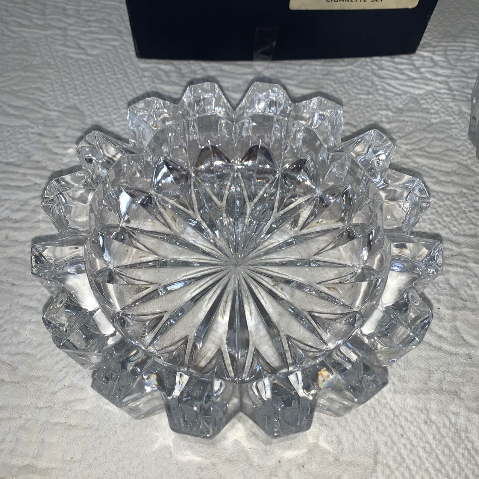 Mikasa & HOYA Prince ~ Lead Crystal Ashtray Table Lighter & Cigarette Holder 4