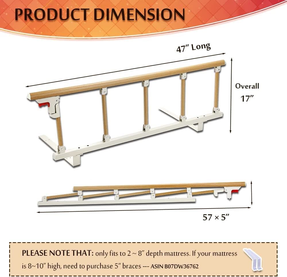 Bed Rail Side Guard Rails for Elderly Adults Safety Railing Prevent Falling 4