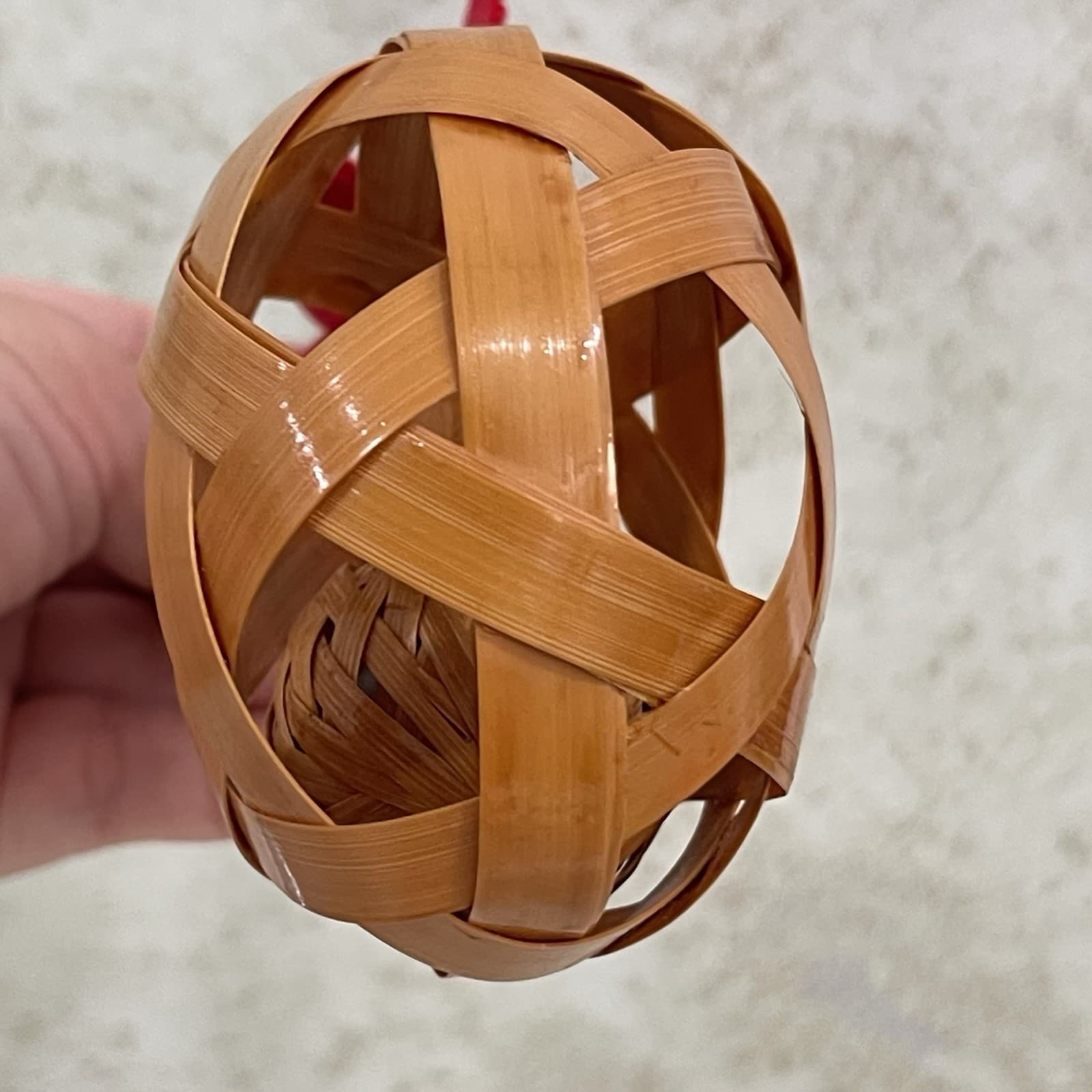 Vintage Handcrafted Woven Rattan Christmas Rattle Shaker Pebbles Inside 5” H 6