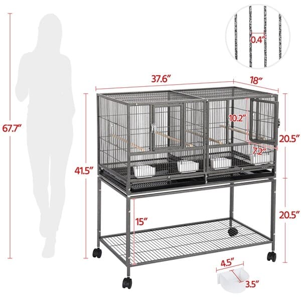 Stackable Divided Breeder Parakeet Bird Cage for Canary Cockatiel Parrot Finch 3