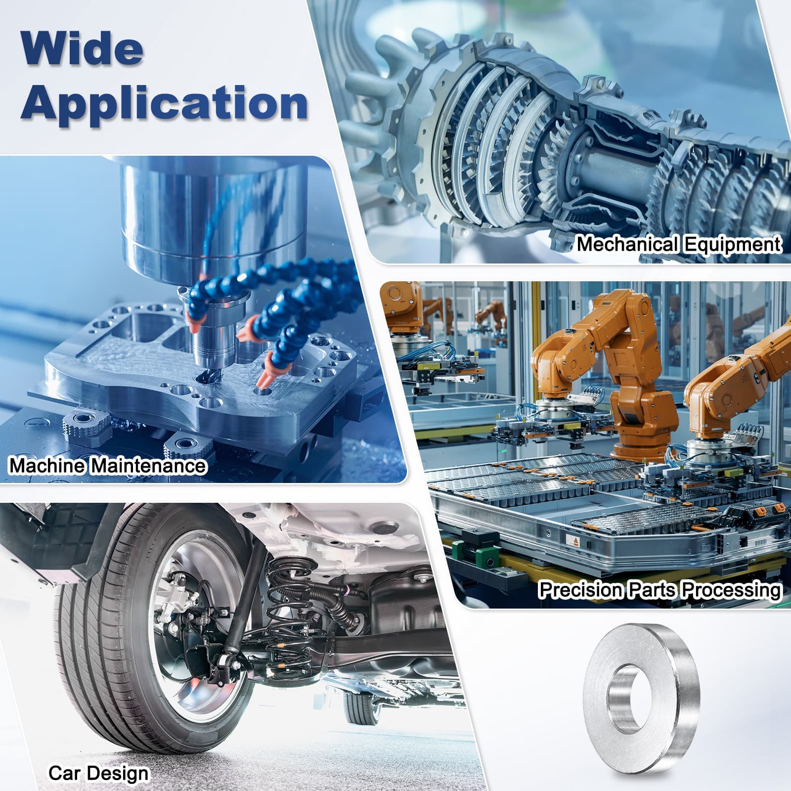 5-Pack M10 Aluminum Spacers 10.5mm ID x 24mm OD x 5mm L, for Screws Bolts 6