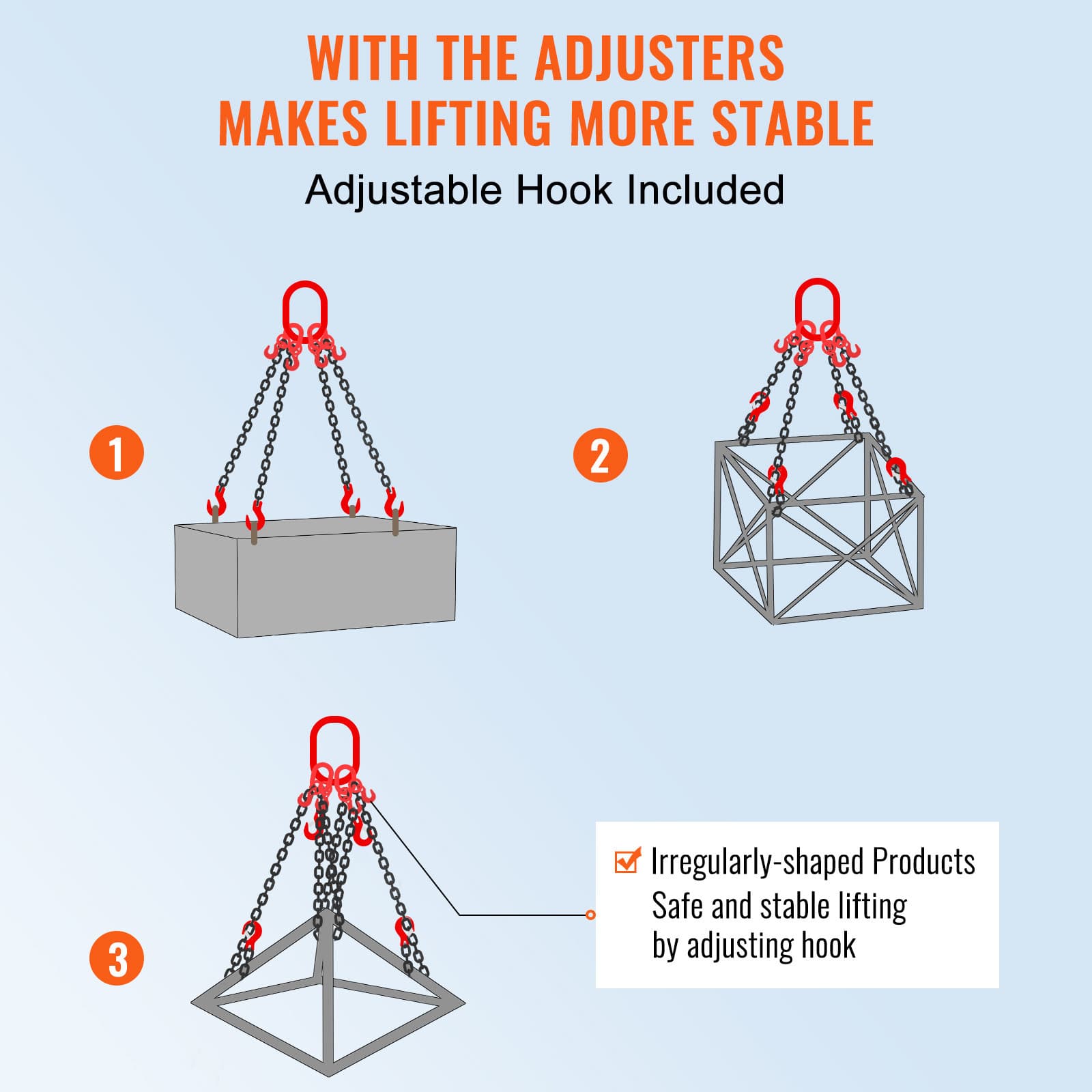 Uimoso 5/16" x 5' Chain Sling 4 Legs G80 Lifting Chain with Grab Hooks 11000 lbs 4