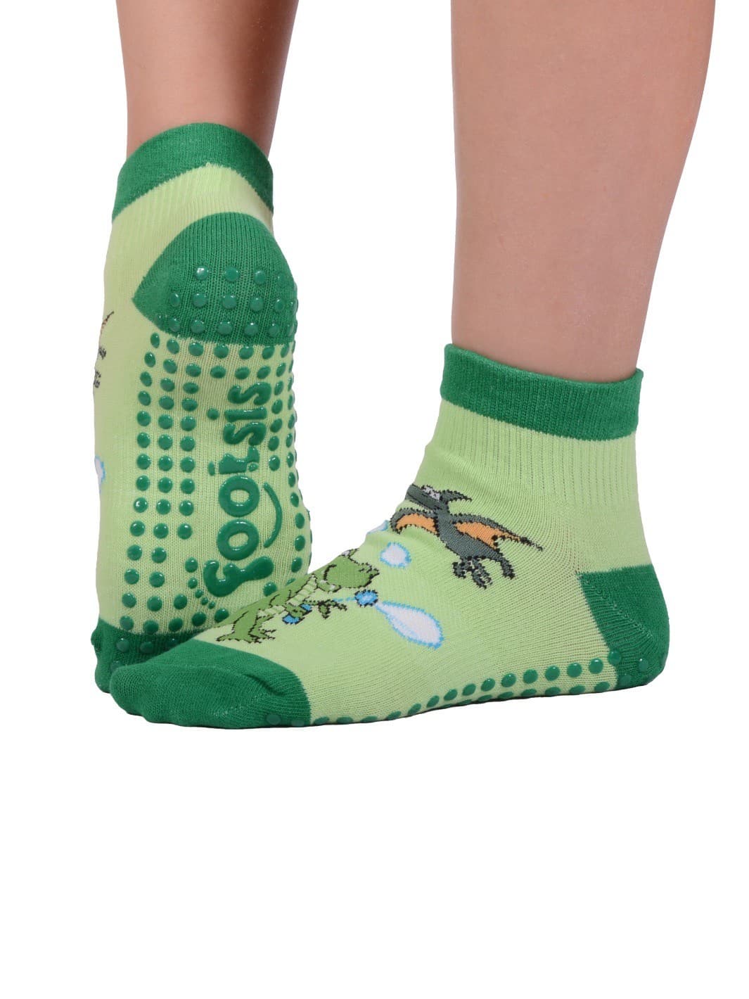 Footsis Non Slip Grip Socks for Yoga, Pilates, Barre, Home - Style “Dino"