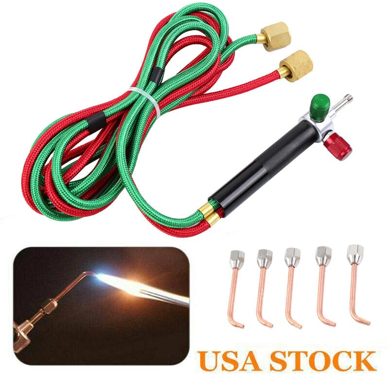 Mini Gas Welding Cutting Oxy Oxygen Acetylene Torch Kit Welder Tool w/ 5 Nozzles