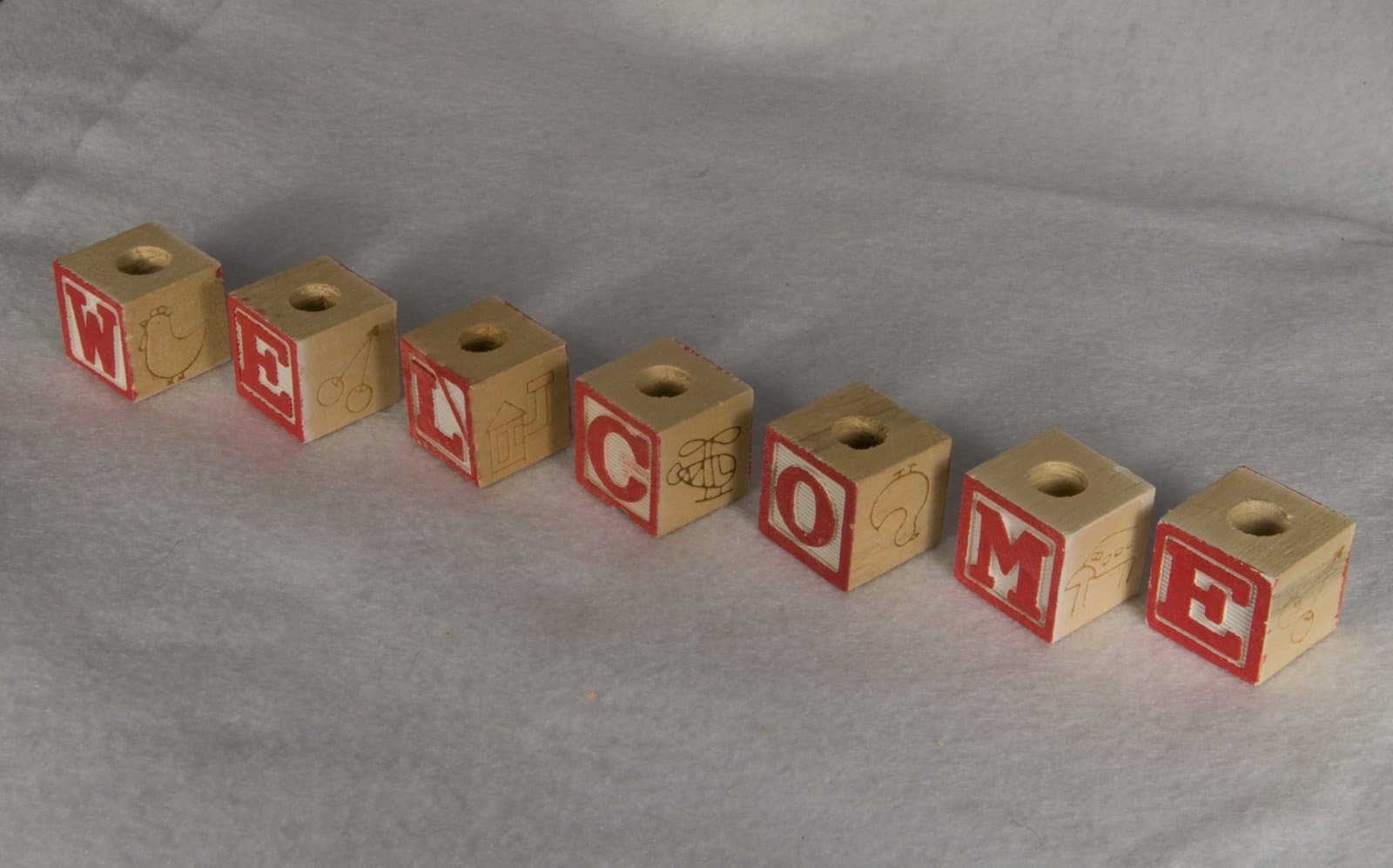 1 Set Welcome Wood Blocks Seven Piece Set 1 3/16" #12302039