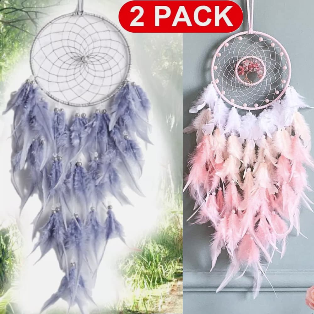 2pcs Dream Catcher Light Blue Pink Feathers Wall Hanging Decor Kid birthday Gift