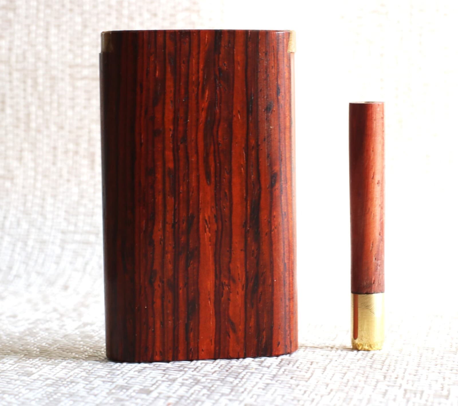 3" Cocobolo Wood Dugout with One Hitter-Slider Lid-American Crafted Stash Box 2