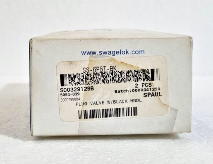BOX OF 2 SWAGELOK SS-6P6T-BK QUARTER TURN INSTRUMENT PLUG VALVE 3/8" OD 4