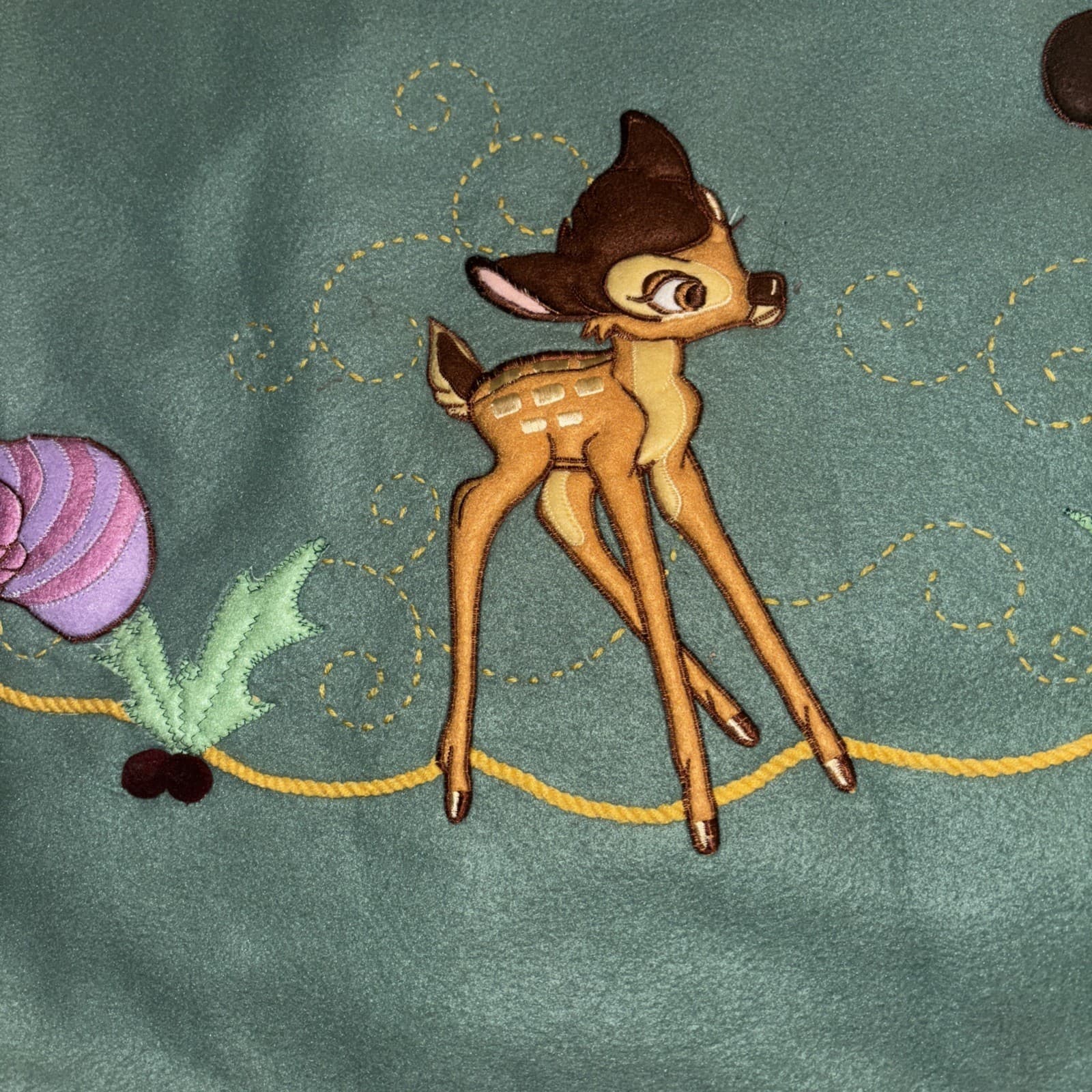 Disney Christmas Tree Skirt Embroidered Mickey Dumbo Bambi Cheshire Cat Green 3