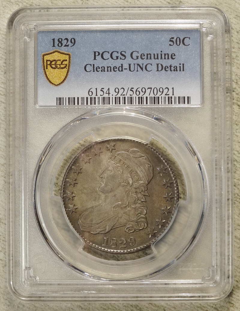 1829 Capped Bust Half Dollar, Uncirculated, PCGS Cert, Original 5