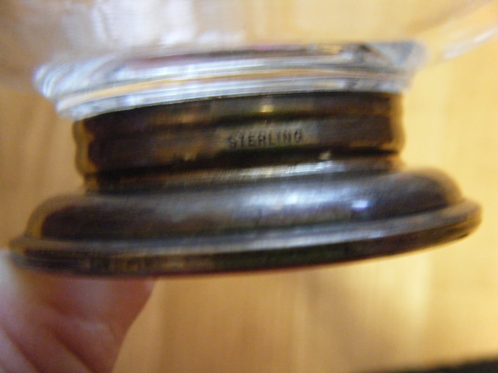 c.1940-50 Crystal Glass Creamer Gravy Boat Swan Handle & Sterling Base 5