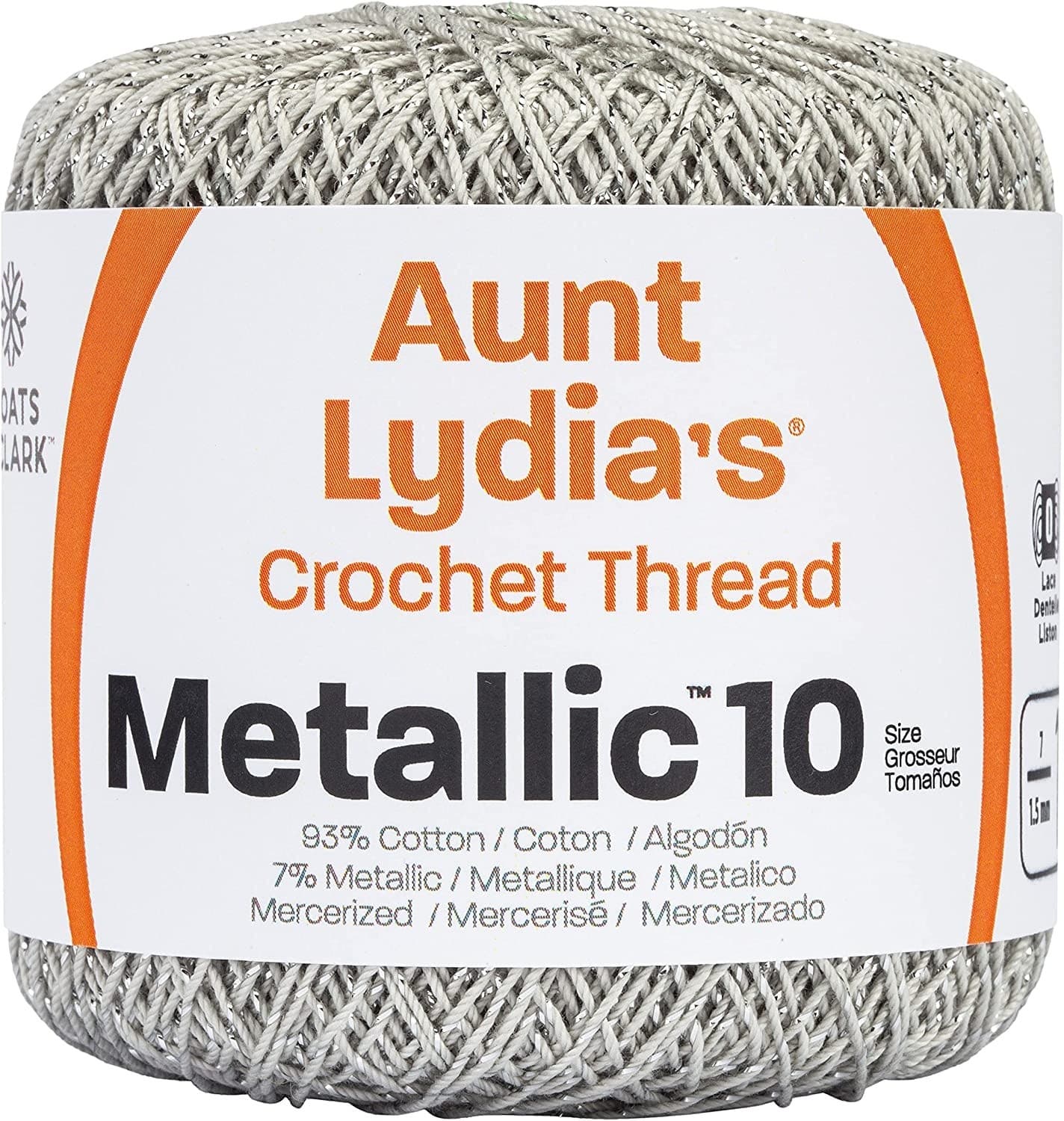 Coats Crochet Aunt Lydia's Metallic Crochet Thread Size 10-Silver & Si (3Pk)