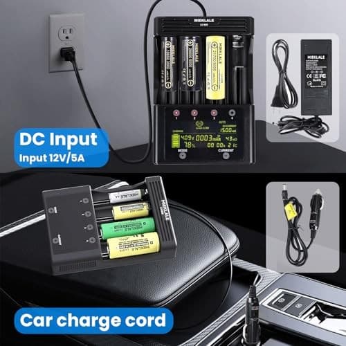 Cargador de batería 18650, cargador de batería recargable rápido de 4 M600 6