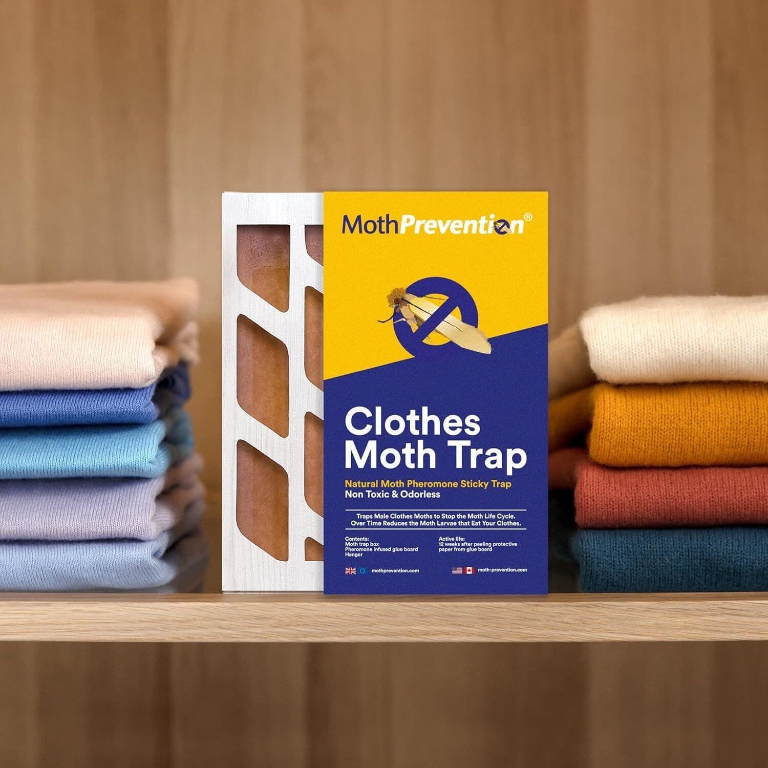 Powerful Moth Traps for Clothes & Closets Refillable 3-Pack Odor-Free & Natural 4