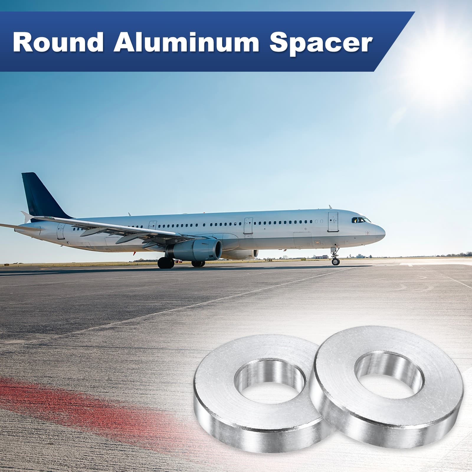 5-Pack M10 Aluminum Spacers 10.5mm ID x 24mm OD x 5mm L, for Screws Bolts 5