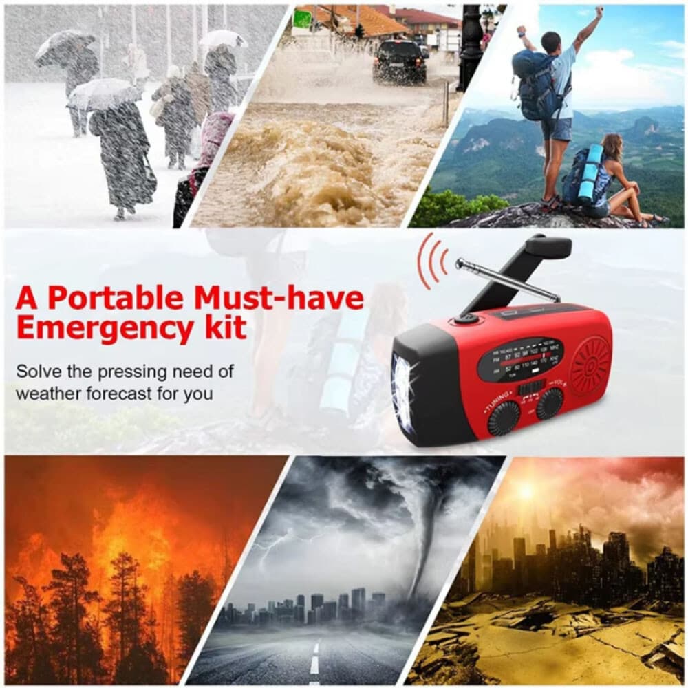 Emergency Hand Crank Radio with LED Flashlight Portable Radio Waterproof US 6