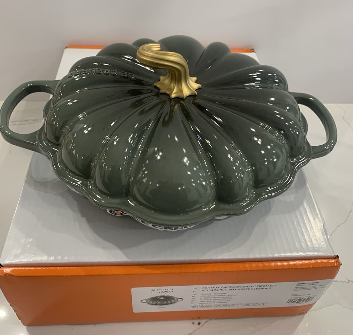 Le Creuset Enameled Cast Iron Pumpkin Braiser 3.7L ,Thyme 3