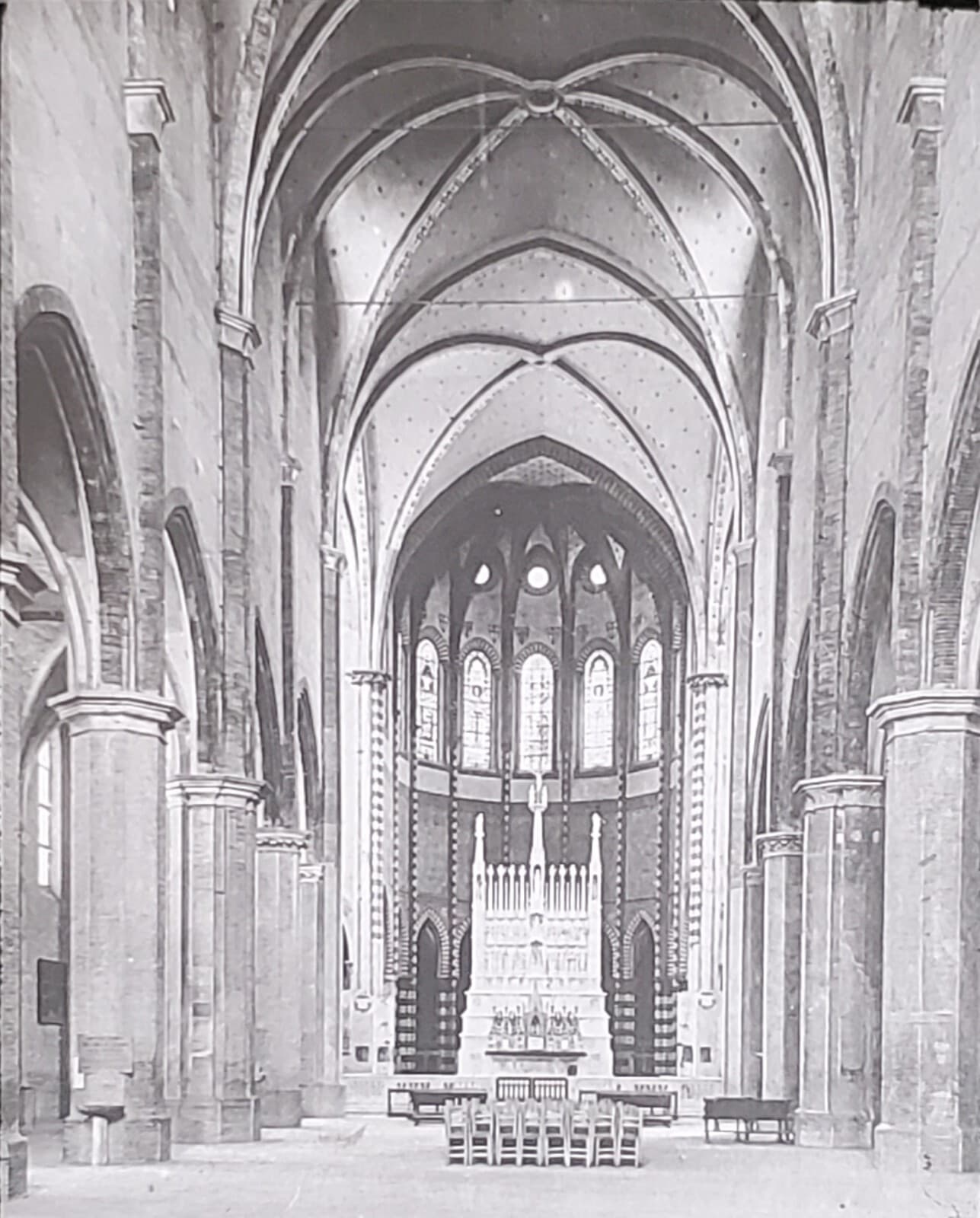 Nave, San Francesco Church, Bologna, Italy, Magic Lantern Glass Slide