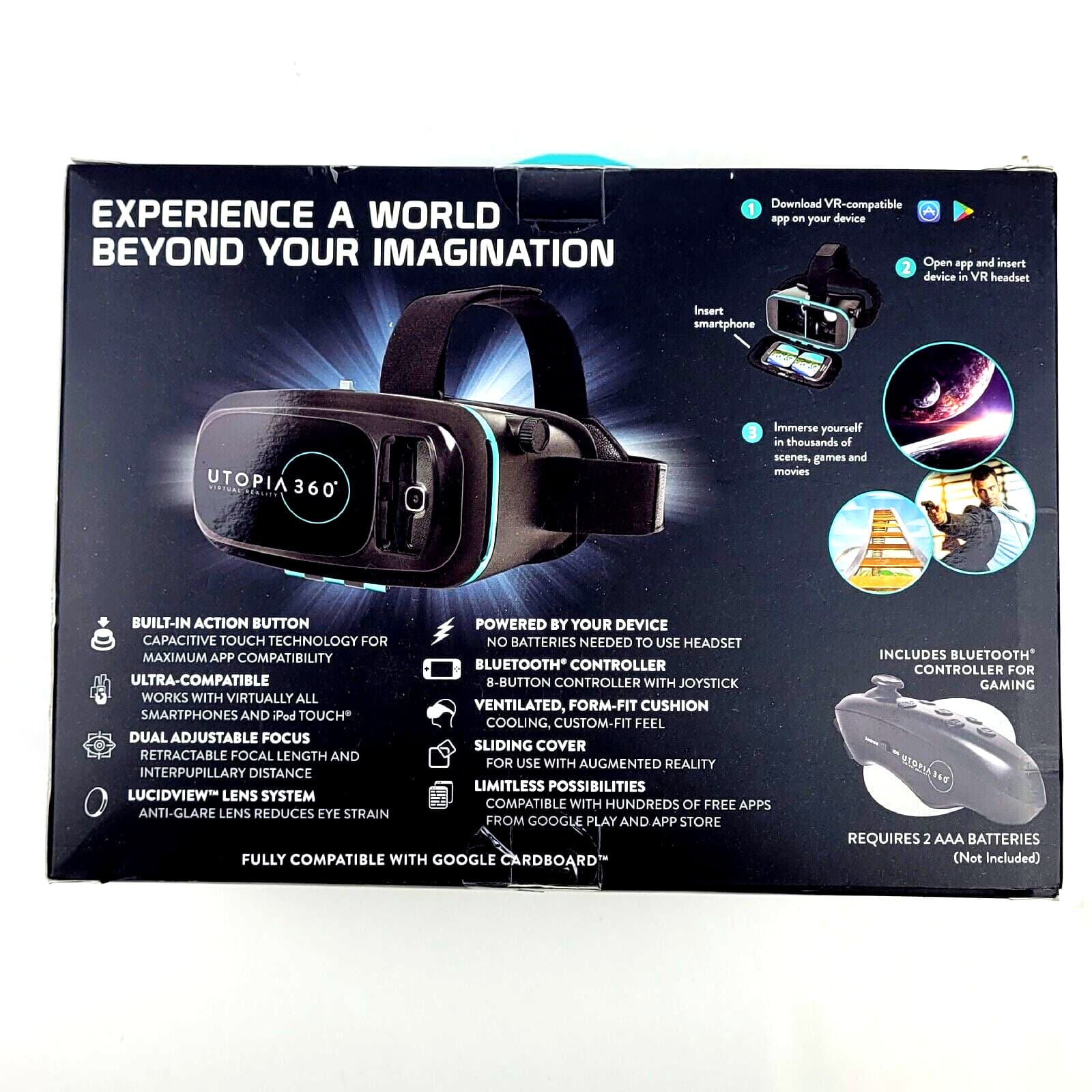 NEW Virtual Reality 3D Headset And Bluetooth Controller ReTrak  Utopia 360 KM 3