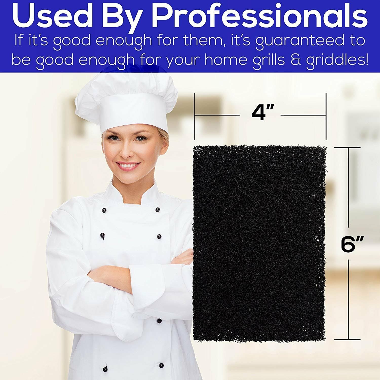 [5-Pack] Non Scratch Grease Scouring Pad for Industrial Grill & Griddle Cleaning 5