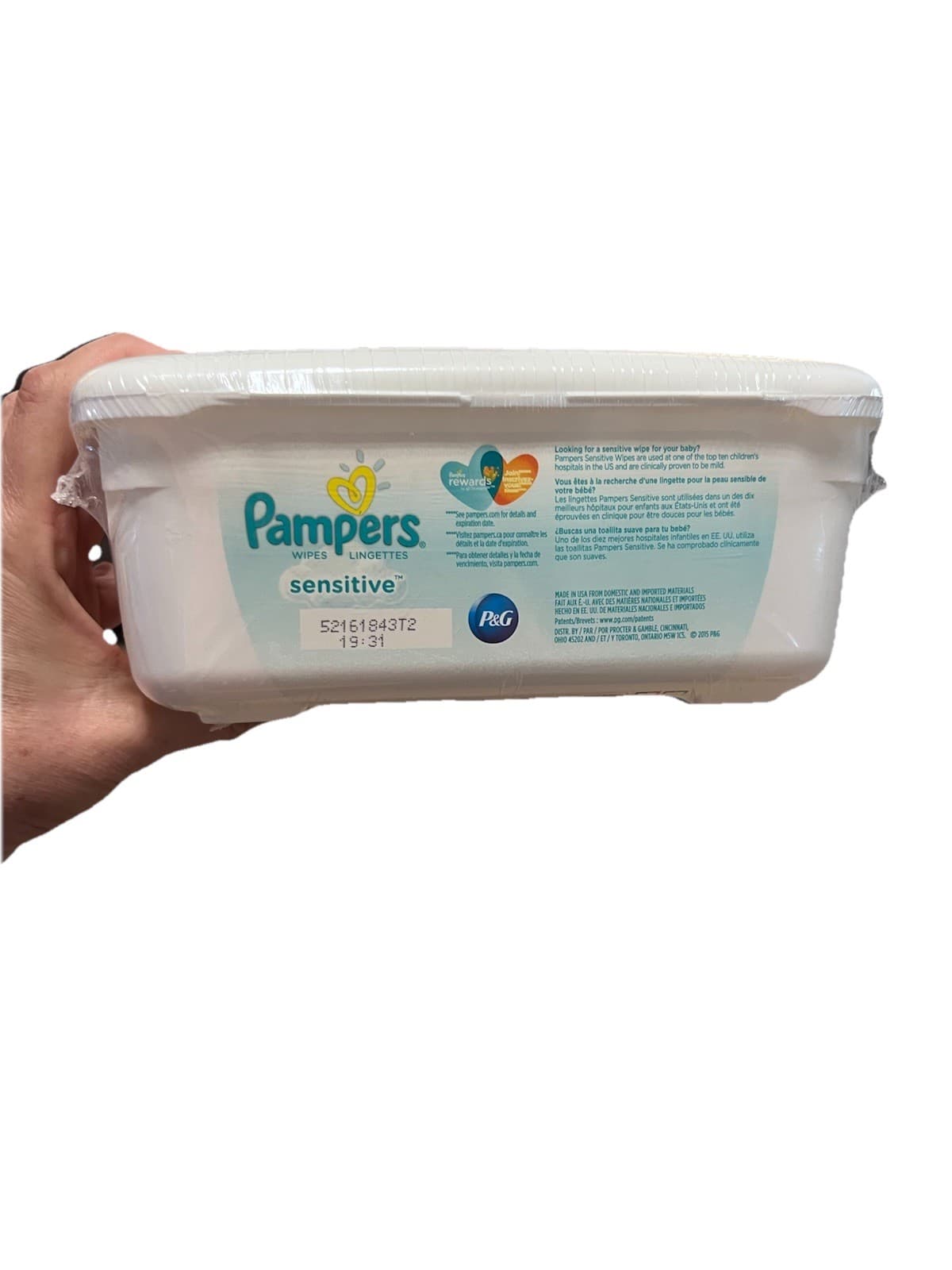 Pampers Baby 64 Wipes Pop Up Container Refillable Sensitive New Box Sealed 4