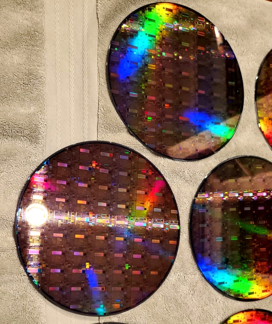 14 PC Lot Semiconductor COPPER Coated Silicon  IC Chips  8" 200mm Wafers # CU 6