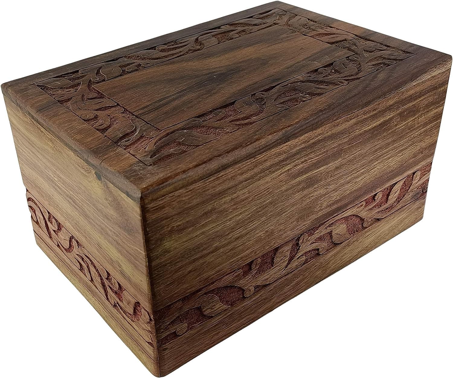 Wooden Urn Box - Urn for Human Ashes Funeral Cremation Urn with Hand Carved Desi 5