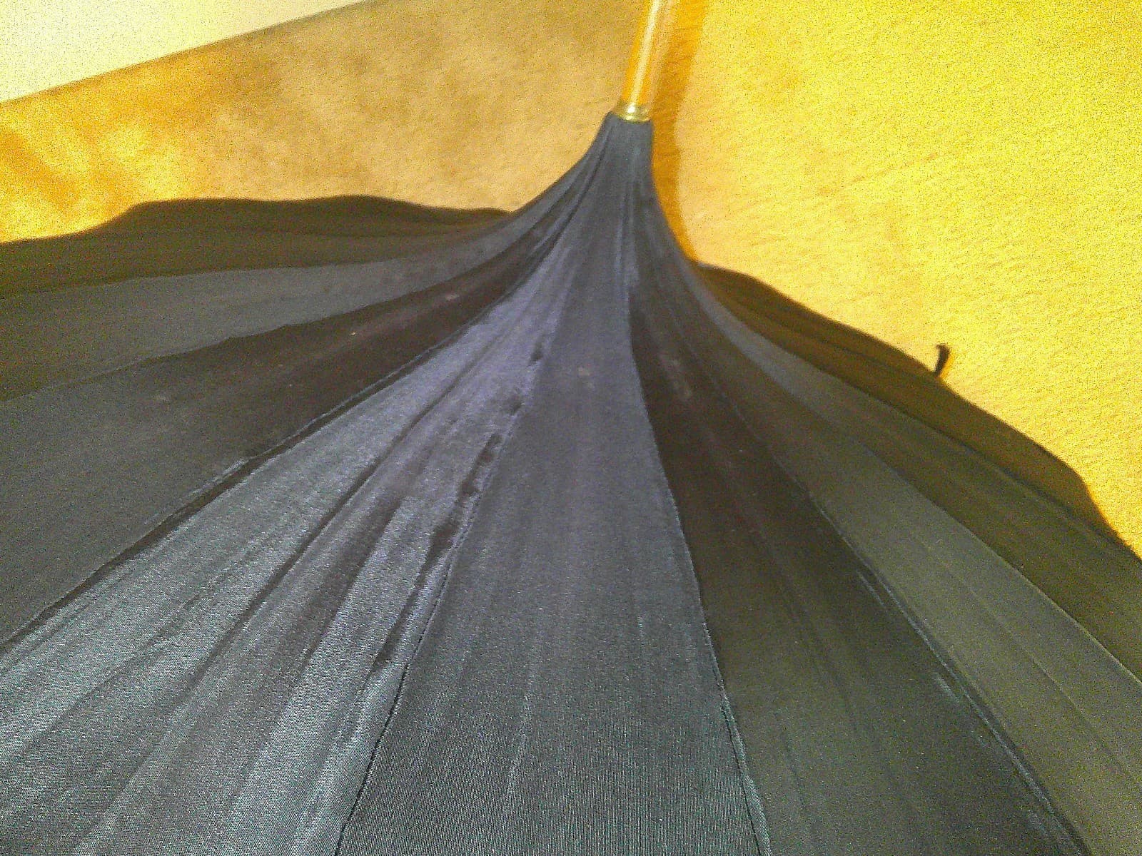 Antique 1930s-40s Toledo Pagoda Umbrella Black 16 Rib Faux Tortoiseshell Handle 5