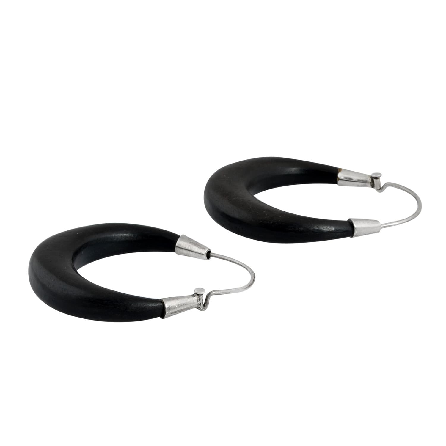 Artisan Crafted Sterling Silver Beautiful Wood Hoop Jewelry Earrings Free Ship 5