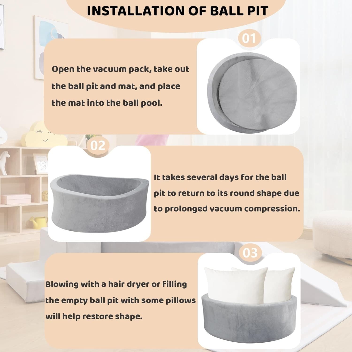 Toddler Indoor Playground with Climbing Blocks and Ball Pool 5