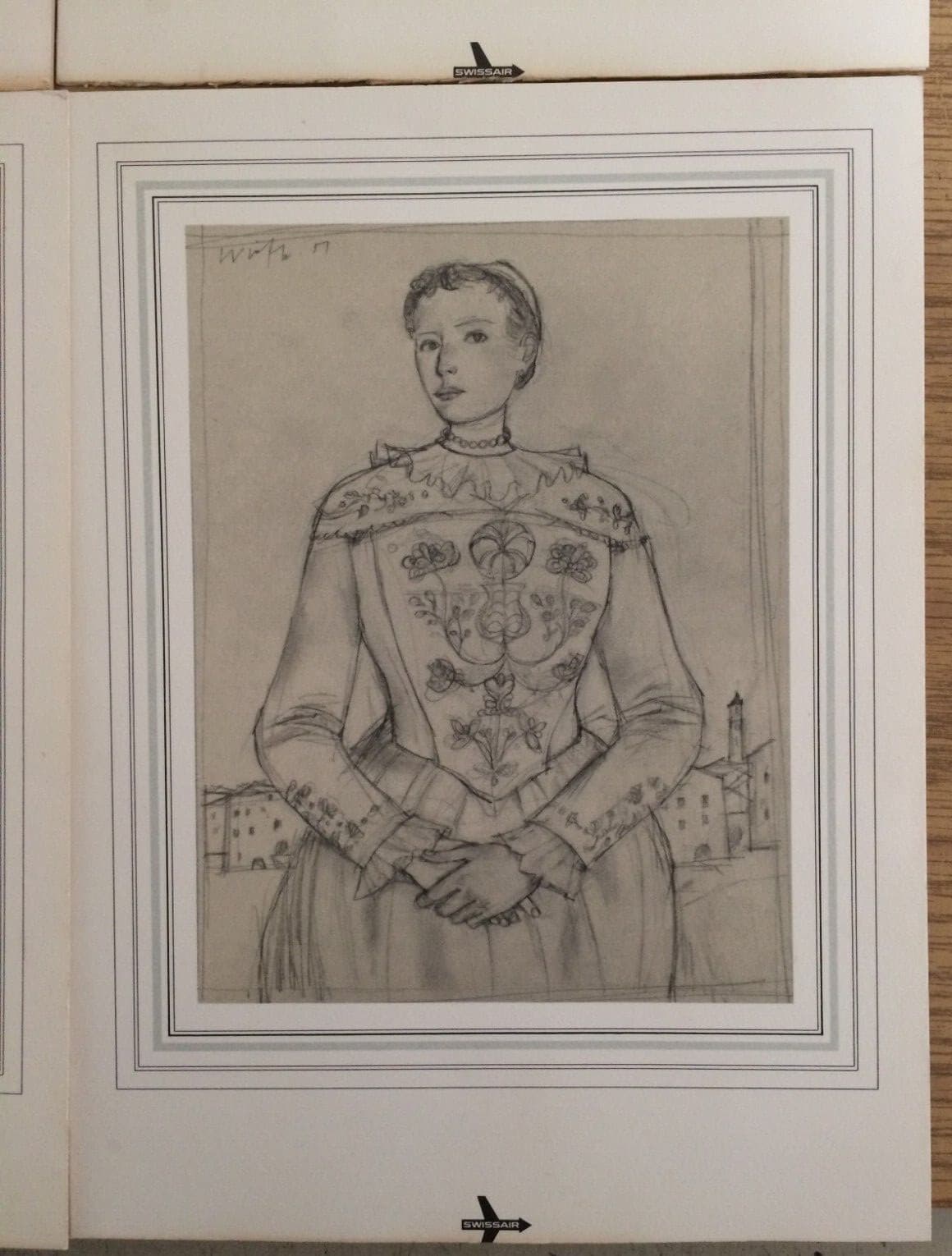 4  Vintage 1971 Swissair Airline Dinner Lunch Menus / Postcard Artwork Women 4