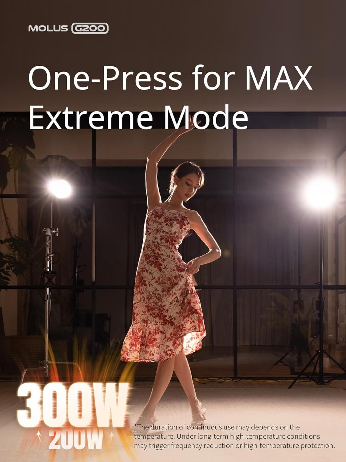 Zhiyun Molus G200 200W Bi-Color LED Video Light Photography Lighting 2700K-6500K 4