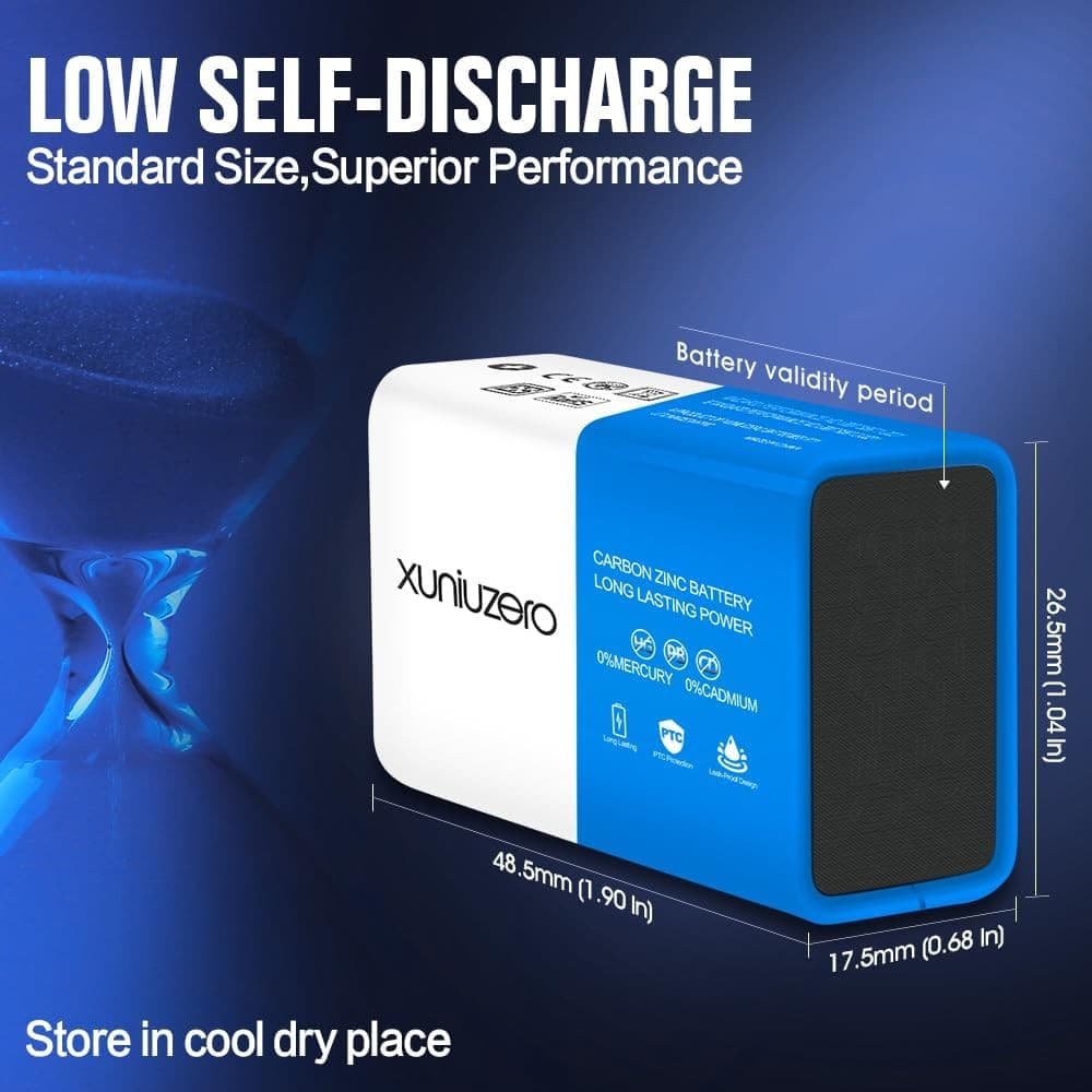 9V Batteries Carbon 9 Volt Battery for Smoke Detector 6F22 Square Battery,...  5