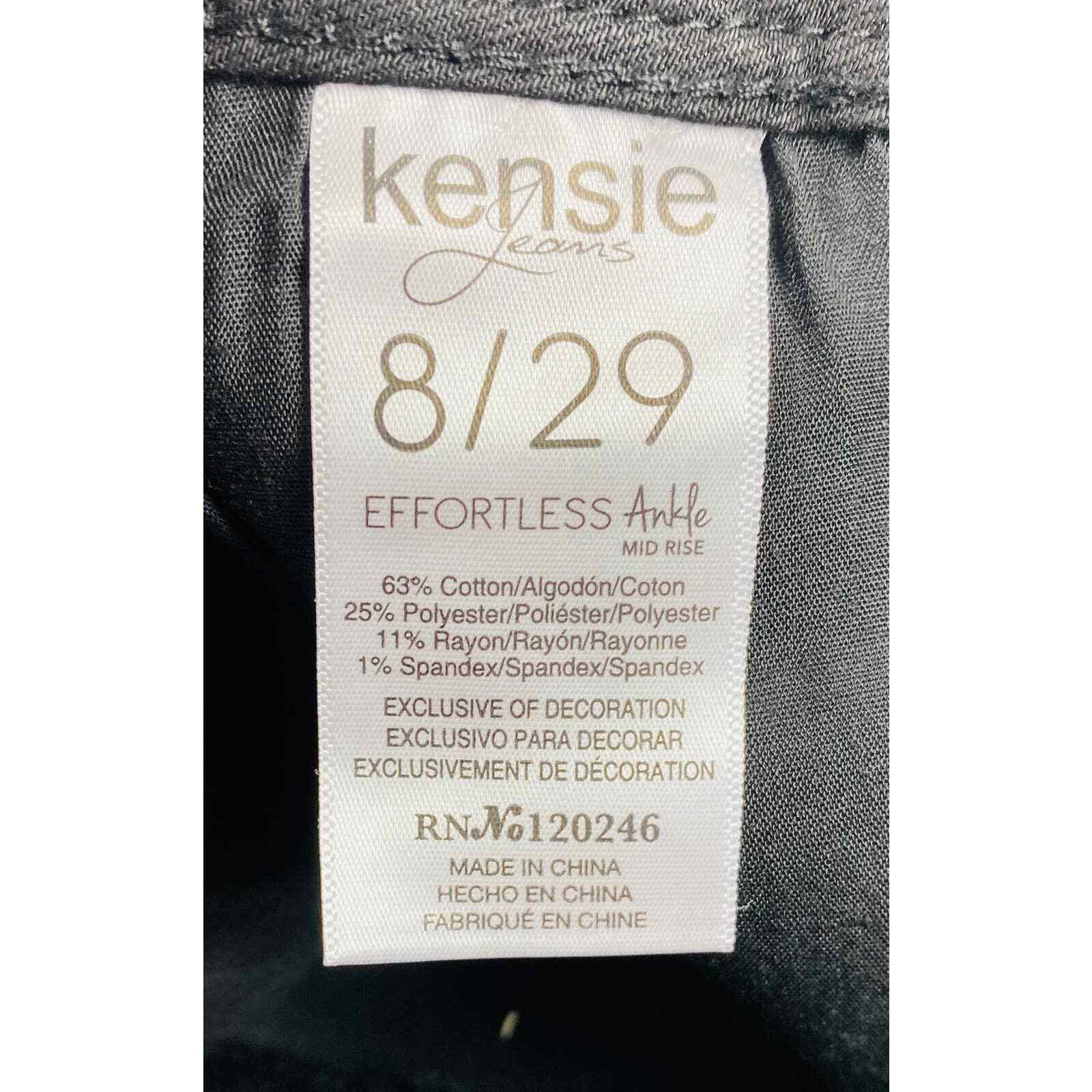 Kensie Womens Effortless Ankle Mid Rise Black Distressed Jeans Size 8/29 NWT  6