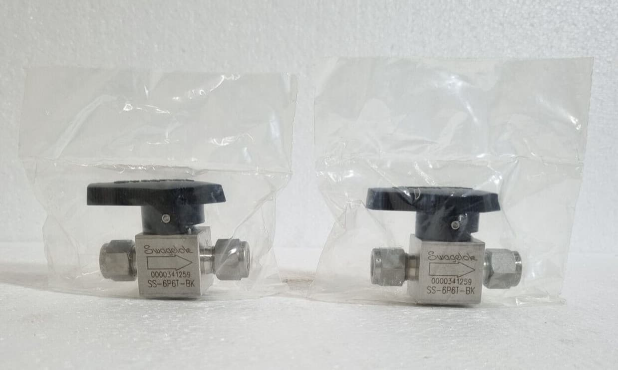 BOX OF 2 SWAGELOK SS-6P6T-BK QUARTER TURN INSTRUMENT PLUG VALVE 3/8" OD 6