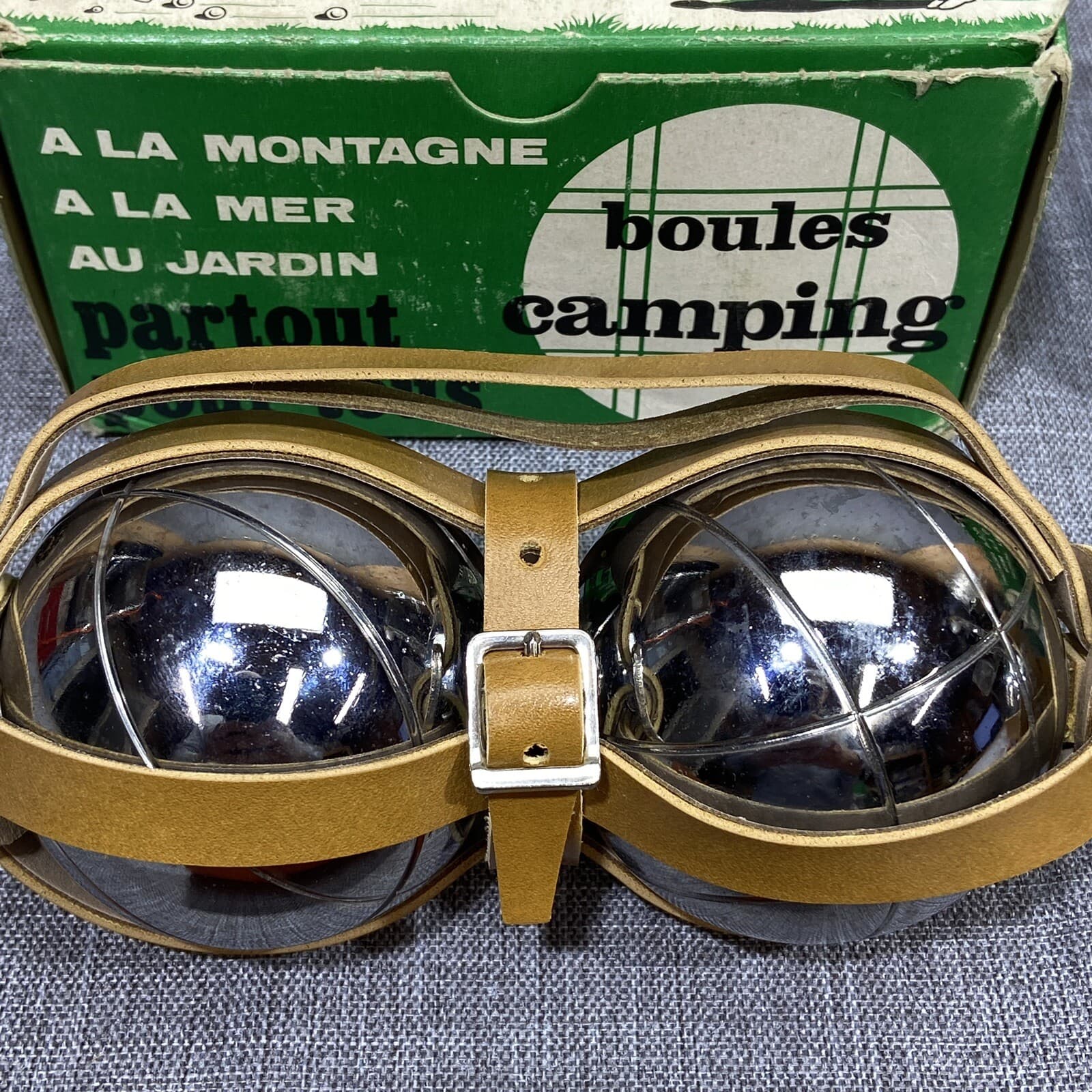 Petanque Jeu de Boules Lawn Bowling Ball Game Set & Box Metal Vintage French 2