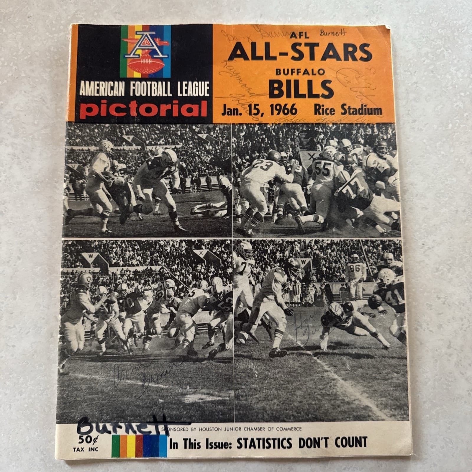 AUTOGRAPHED 1966 AFL All Stars vs Buffalo Bills Program SIGNED