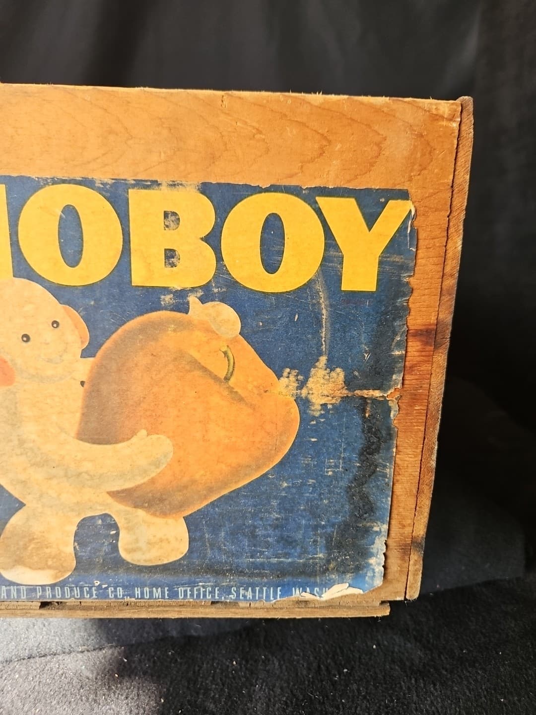 Vintage SnoBoy 1 Bushel Wooden Apple Crate Wooden Box 3