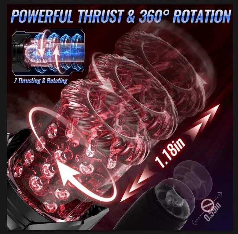 Male Masturbaters Automatic HandsFree Rotating Cup Thrusting Stroker Lubricants 3