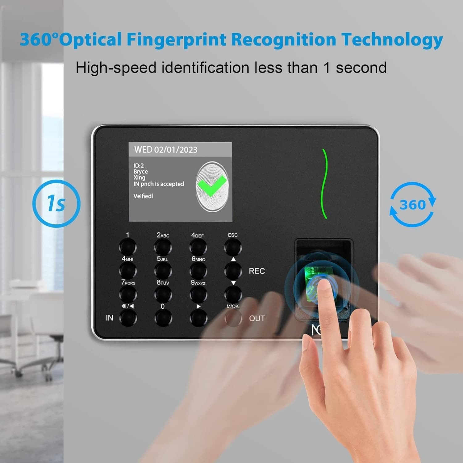 Time Clocks for Employees Small Business, W3 2.4GHz WiFi Biometric Fingerprin... 3