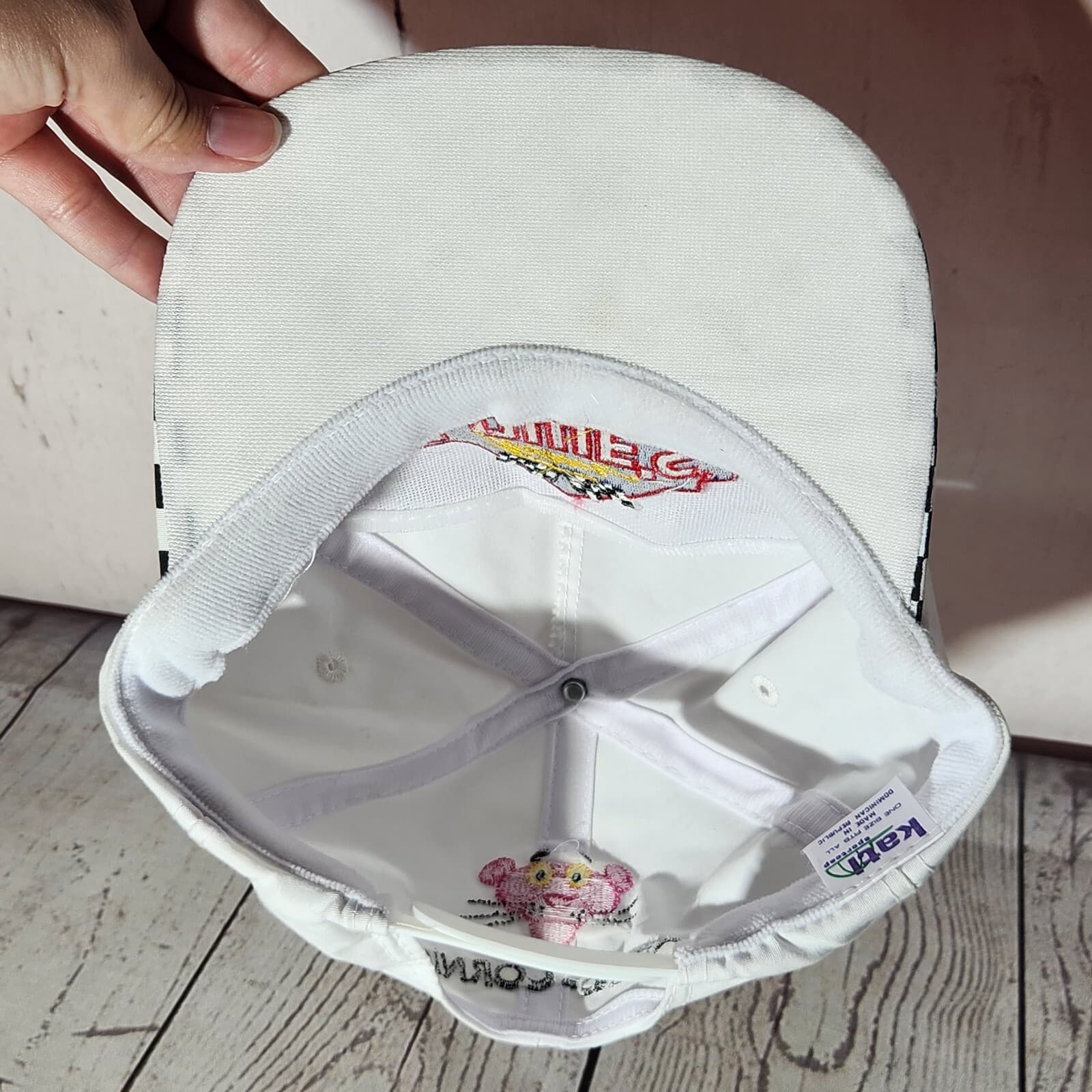 Vintage Team Lowe's Racing Snapback Hat Pink Panther NASCAR Mike Skinner Signed 6