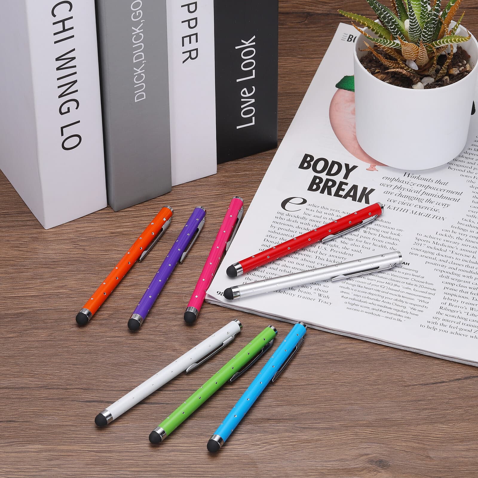 10pcs Glitter Stylus Pens for Touch Screens Metal Capacitive Pen, Rose Red 5