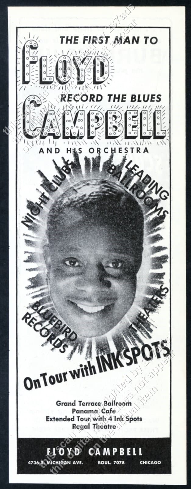 1946 Floyd Campbell photo gig booking vintage trade print ad