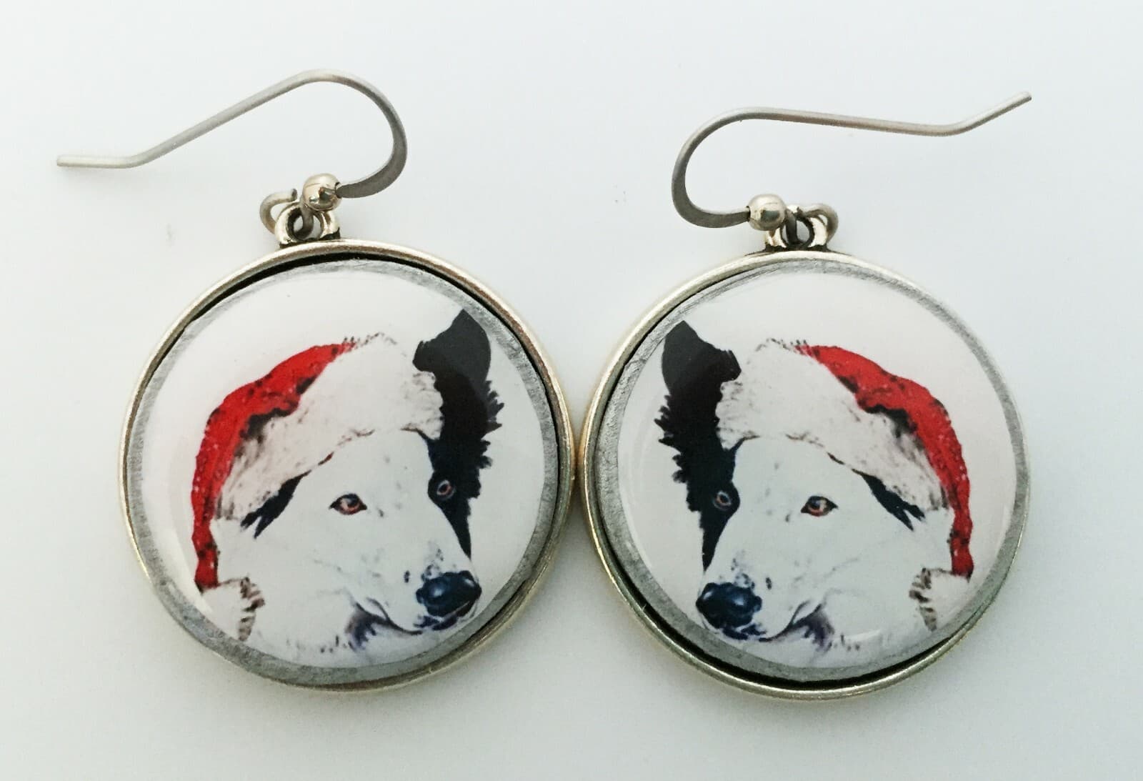 Santa Border Collie Dog Breed Christmas Earrings