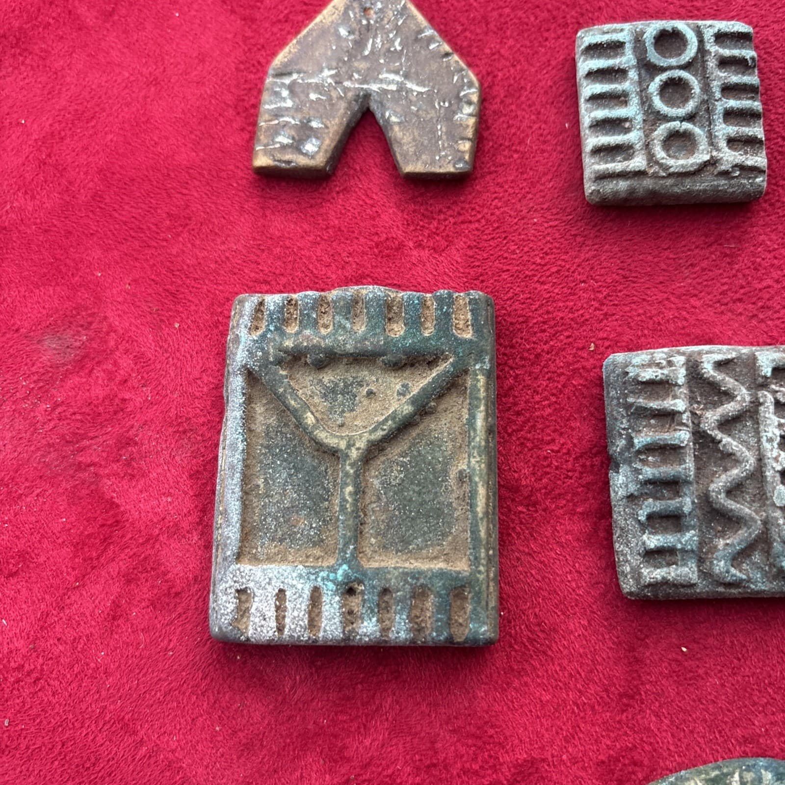 7 VintageBRASS AFRICAN ASHANTI AKAN GEOMETRIC GOLD WEIGHTS 1400-1720 AD 4-20g  6