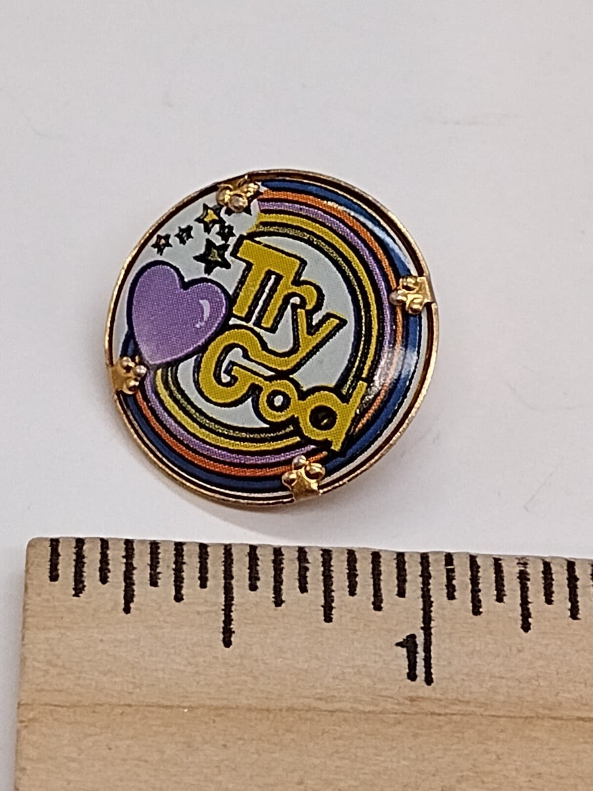 Try God Multicolor Heart Accent Lapel Pin 4